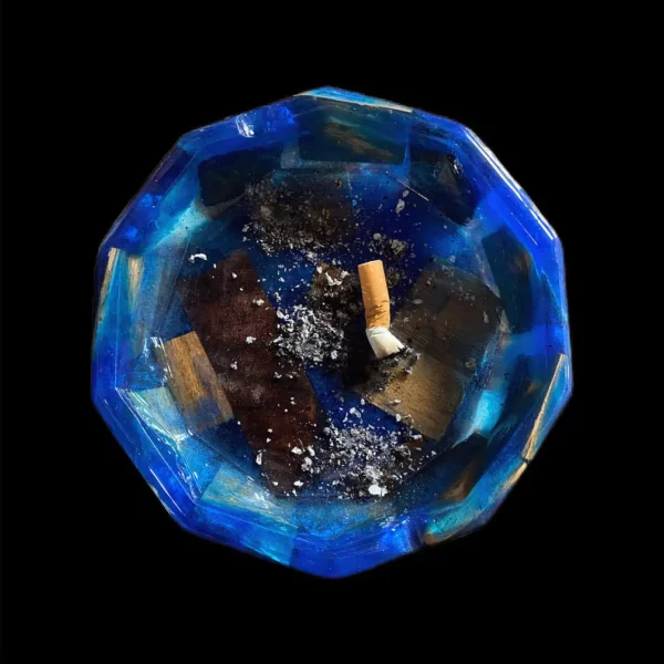 cendrier hexagonal bleu epoxy