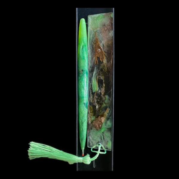 set stylo et marque page vert pomme flash