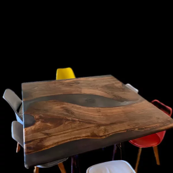 table à manger carrée rivière fond noir