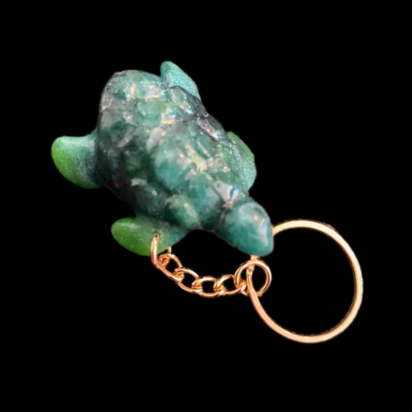 tortue en relief verte or