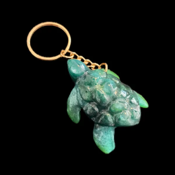 porte clés tortue verte avec carapace structurée