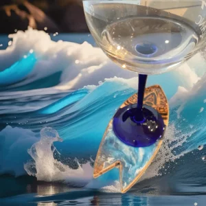 Sous-verre Maori gravé surf qui surf la vague