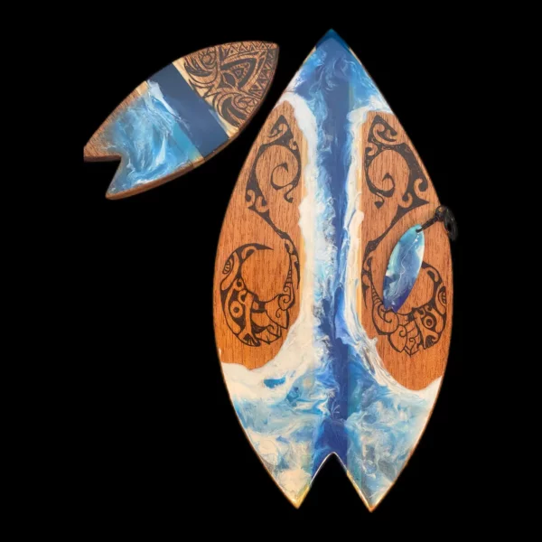 coffret sur maori planche et dessous de verre pyrogravure