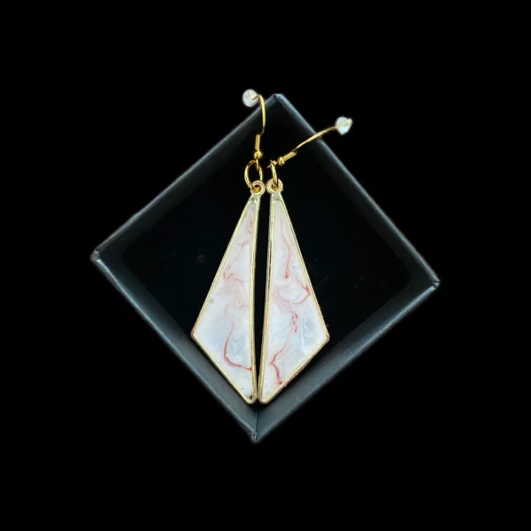 Boucles d'oreilles blanc marbrées 2