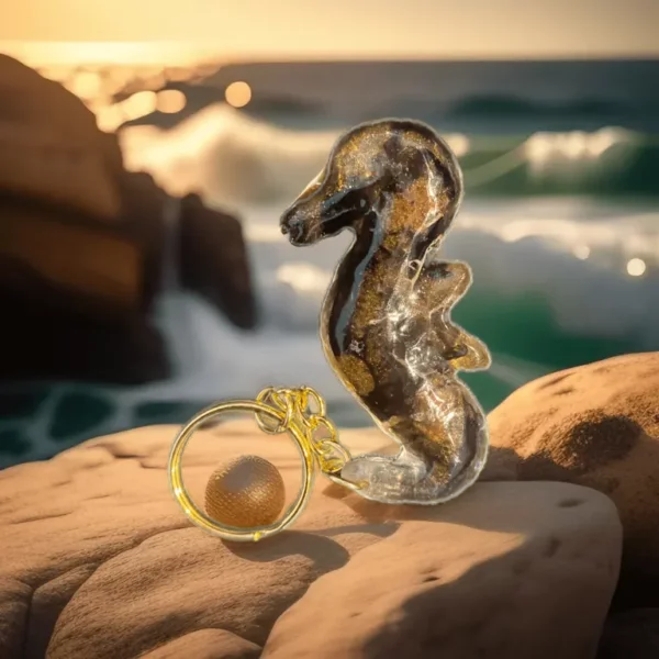Hippocampe doré à l'océan symbole du bassin d'arcachon